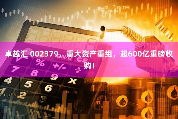卓越汇 002379，重大资产重组，超600亿重磅收购！