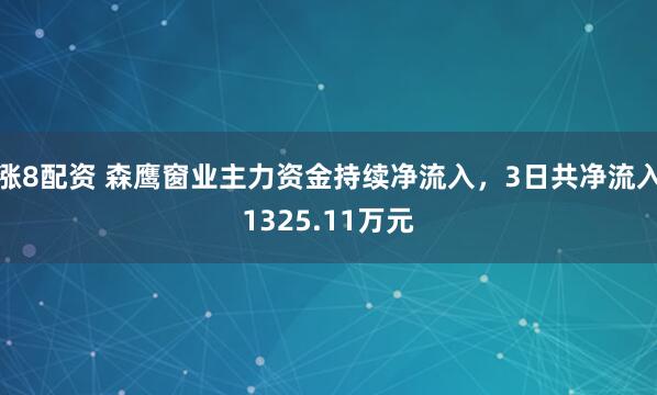 涨8配资 森鹰窗业主力资金持续净流入，3日共净流入1325.11万元
